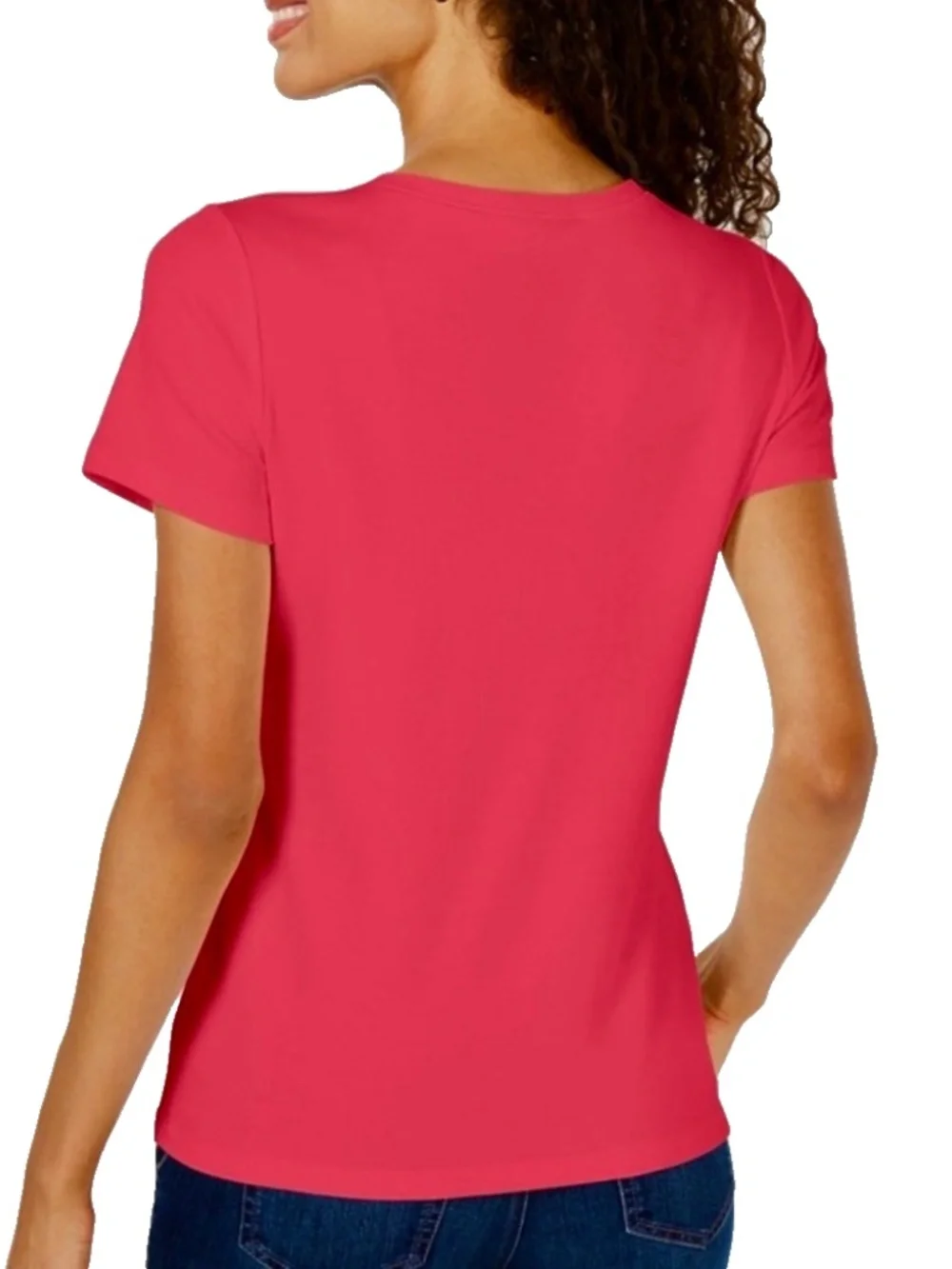 Karen Scott Women's Pink Short Sleeve Henley Top Size L